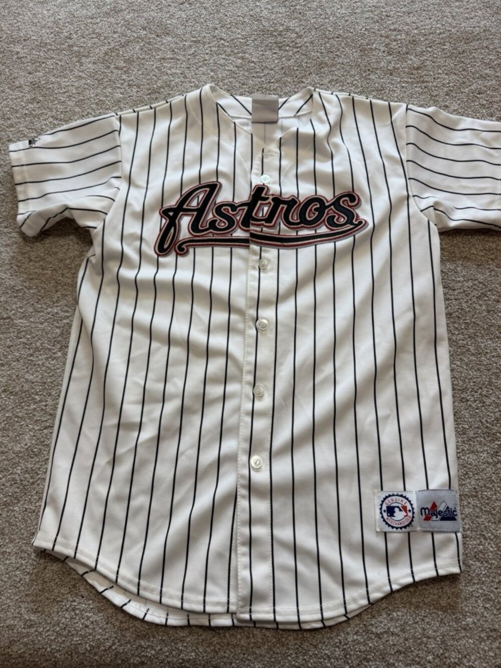 Majestic Houston Astros White Pinstripe Baseball Team Jersey Adult Size XL *read